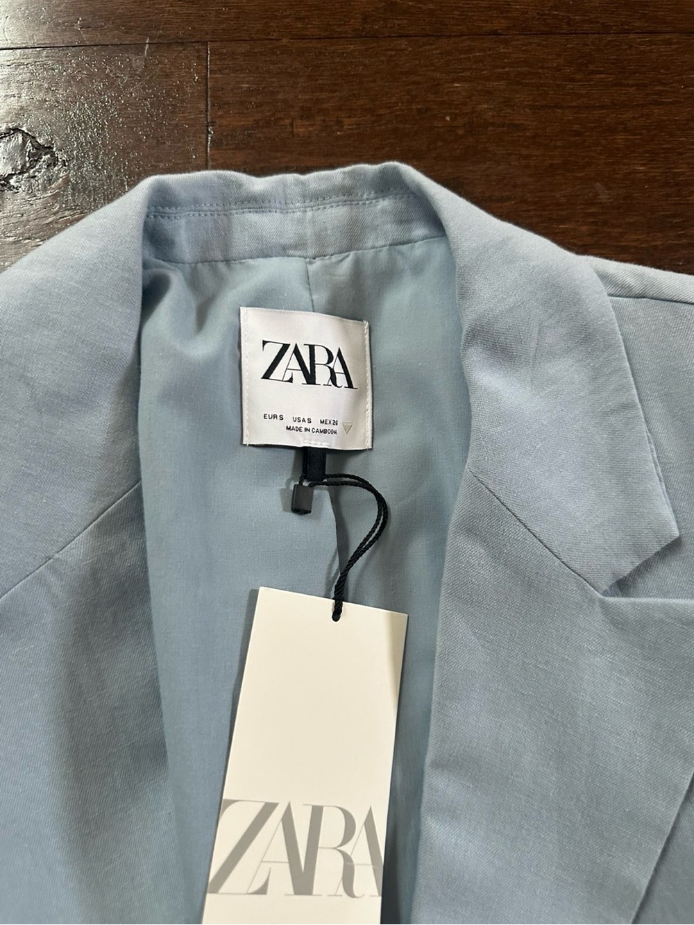 Zara- Light Blue Cropped Blazer Jacket Size
Small Tailored Single Button-NWT - Picture 6 of 10